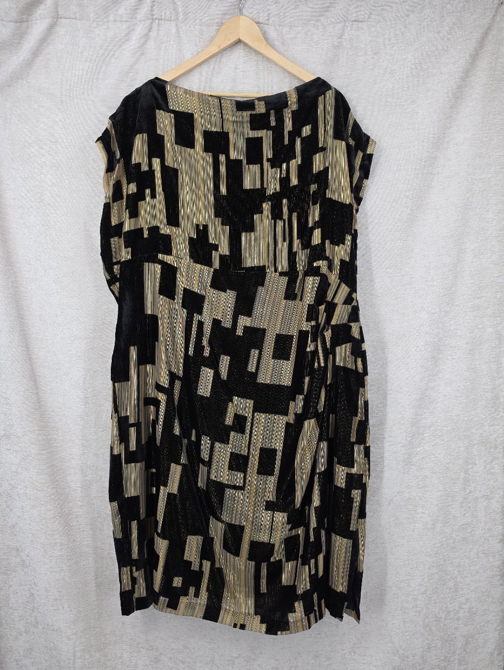Donna Karan Metallic Geo Print Black And Gold Geometric Sheath Dress New — image 5 of 8